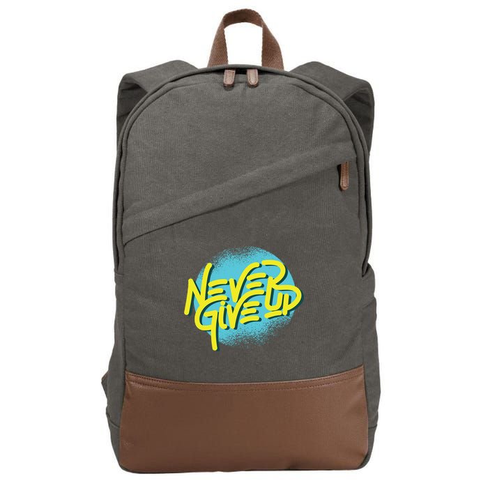 Never Give Up Motivational Cotton Canvas Backpack