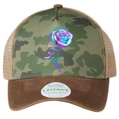 Never Give Up Suicide Awareness Ribbon Rose Legacy Tie Dye Trucker Hat