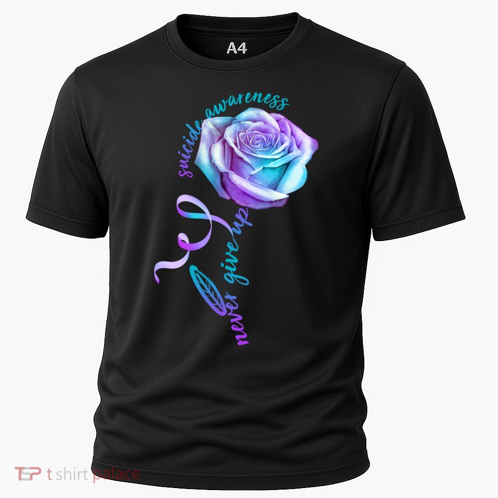 Never Give Up Suicide Awareness Ribbon Rose Performance Shirt