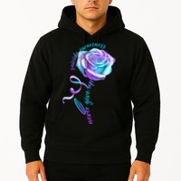 Never Give Up Suicide Awareness Ribbon Rose Hoodie
