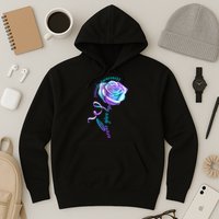 Never Give Up Suicide Awareness Ribbon Rose Hoodie