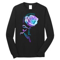 Never Give Up Suicide Awareness Ribbon Rose Long Sleeve Shirt