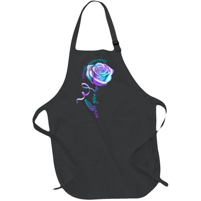 Never Give Up Suicide Awareness Ribbon Rose Full-Length Apron With Pockets