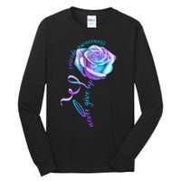 Never Give Up Suicide Awareness Ribbon Rose Tall Long Sleeve T-Shirt