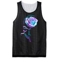 Never Give Up Suicide Awareness Ribbon Rose Mesh Reversible Basketball Jersey Tank