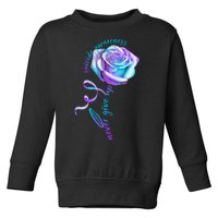 Never Give Up Suicide Awareness Ribbon Rose Toddler Sweatshirt