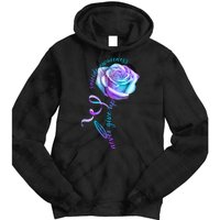 Never Give Up Suicide Awareness Ribbon Rose Tie Dye Hoodie