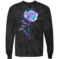 Never Give Up Suicide Awareness Ribbon Rose Tie-Dye Long Sleeve Shirt