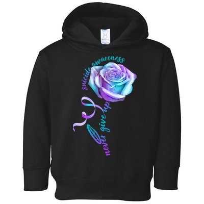 Never Give Up Suicide Awareness Ribbon Rose Toddler Hoodie