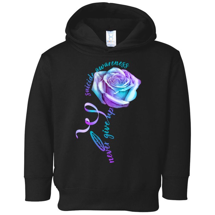 Never Give Up Suicide Awareness Ribbon Rose Toddler Hoodie