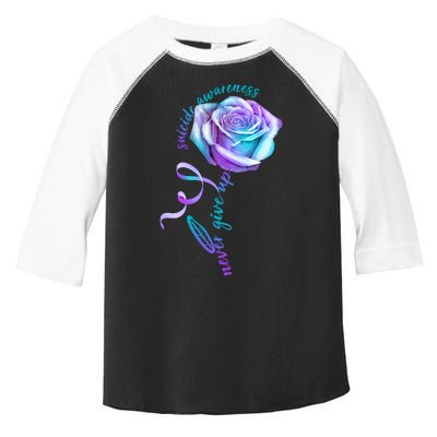 Never Give Up Suicide Awareness Ribbon Rose Toddler Fine Jersey T-Shirt