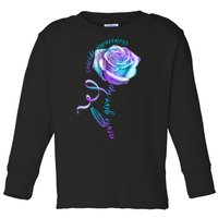 Never Give Up Suicide Awareness Ribbon Rose Toddler Long Sleeve Shirt