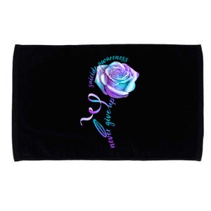 Never Give Up Suicide Awareness Ribbon Rose Microfiber Hand Towel