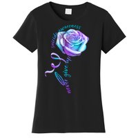 Never Give Up Suicide Awareness Ribbon Rose Women's T-Shirt