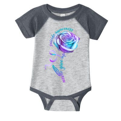 Never Give Up Suicide Awareness Ribbon Rose Infant Baby Jersey Bodysuit