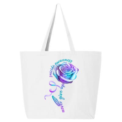 Never Give Up Suicide Awareness Ribbon Rose 25L Jumbo Tote