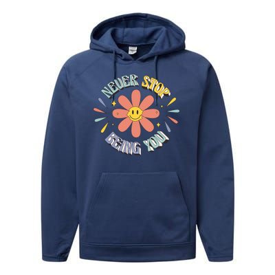 Never Stop Being You Flower Performance Fleece Hoodie