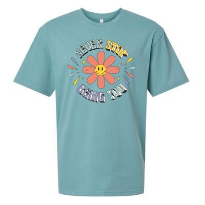 Never Stop Being You Flower Sueded Cloud Jersey T-Shirt