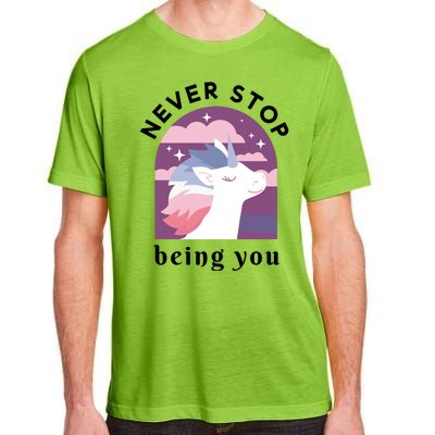 Never Stop Being You Unicorn Adult ChromaSoft Performance T-Shirt