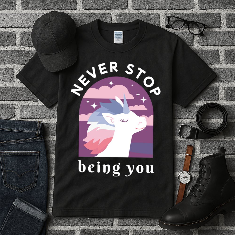 Never Stop Being You Unicorn Tall T-Shirt