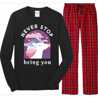 Never Stop Being You Unicorn Long Sleeve Pajama Set