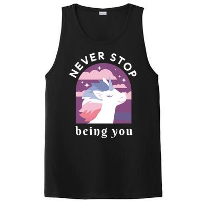 Never Stop Being You Unicorn PosiCharge Competitor Tank