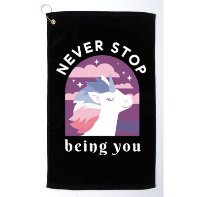 Never Stop Being You Unicorn Golf Towel