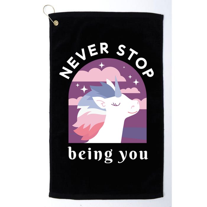 Never Stop Being You Unicorn Golf Towel