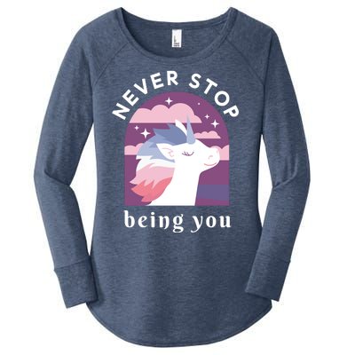 Never Stop Being You Unicorn Women's Perfect Tri Tunic Long Sleeve Shirt