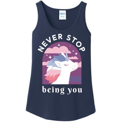 Never Stop Being You Unicorn Ladies Essential Tank