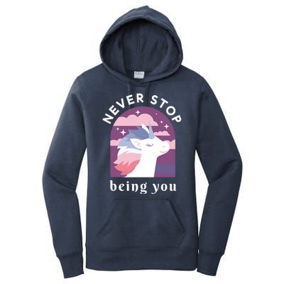 Never Stop Being You Unicorn Women's Pullover Hoodie