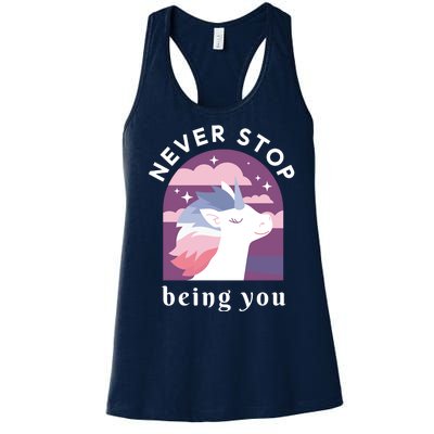 Never Stop Being You Unicorn Women's Racerback Tank