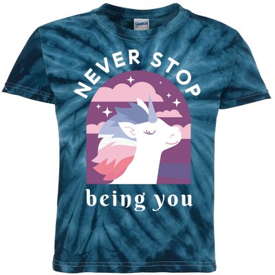 Never Stop Being You Unicorn Kids Tie-Dye T-Shirt