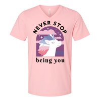 Never Stop Being You Unicorn V-Neck T-Shirt