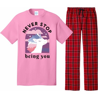 Never Stop Being You Unicorn Pajama Set