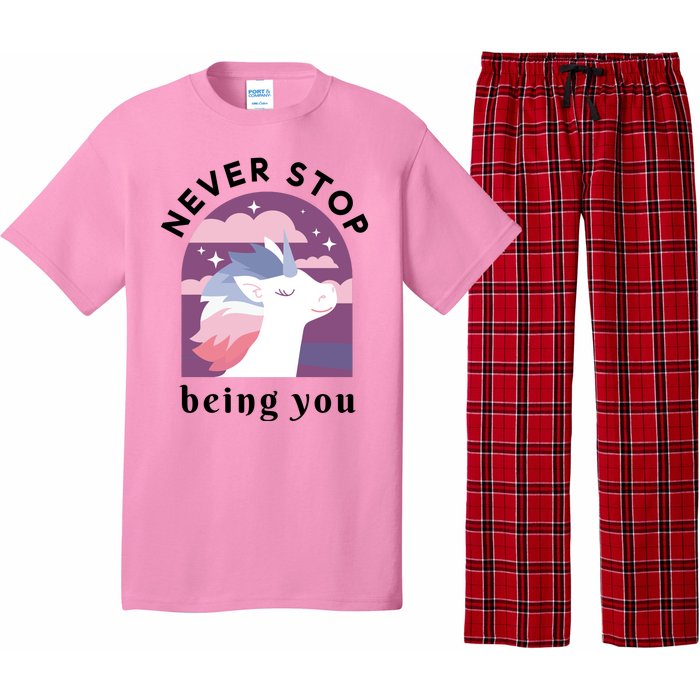 Never Stop Being You Unicorn Pajama Set