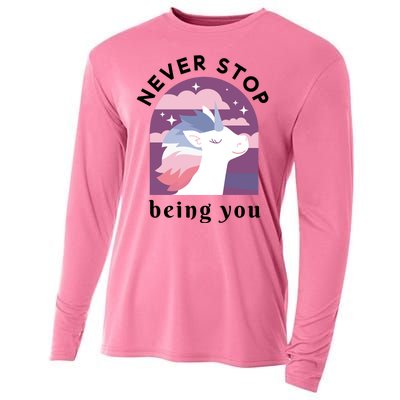 Never Stop Being You Unicorn Cooling Performance Long Sleeve Crew