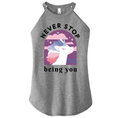 Never Stop Being You Unicorn Women's Perfect Tri Rocker Tank