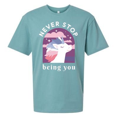 Never Stop Being You Unicorn Sueded Cloud Jersey T-Shirt