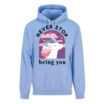 Never Stop Being You Unicorn Unisex Surf Hoodie