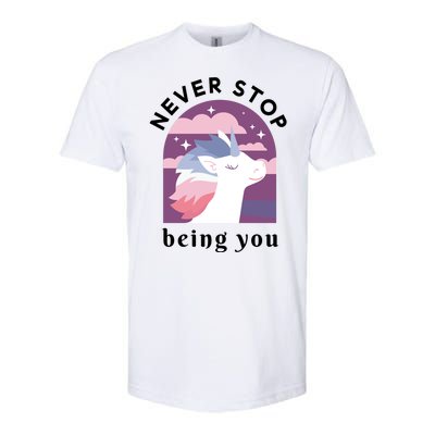 Never Stop Being You Unicorn Softstyle CVC T-Shirt