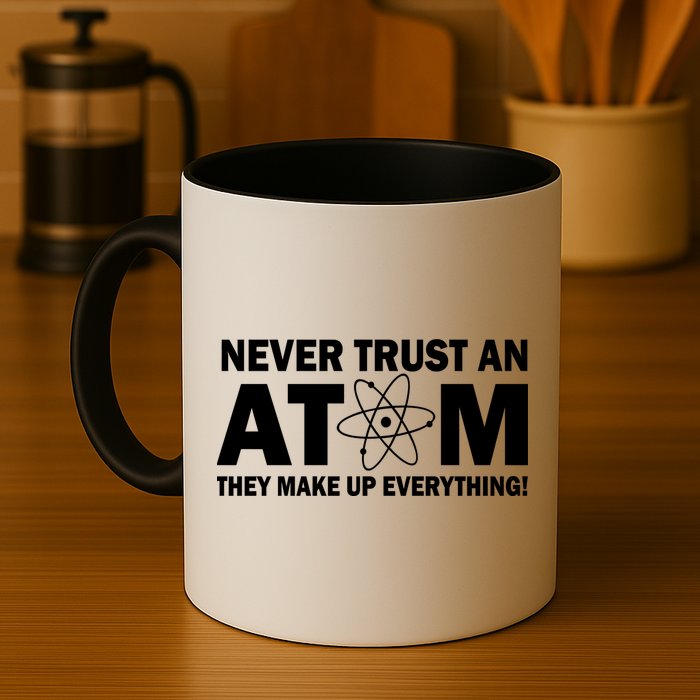 Never Trust An Atom They Make Up Everything Mug