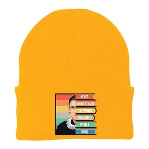 Never Underestimate A Girl With A Book RBG Tribute Knit Cap Winter Beanie