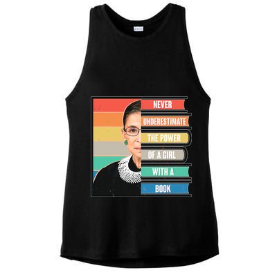 Never Underestimate A Girl With A Book RBG Tribute Ladies PosiCharge Tri-Blend Wicking Tank
