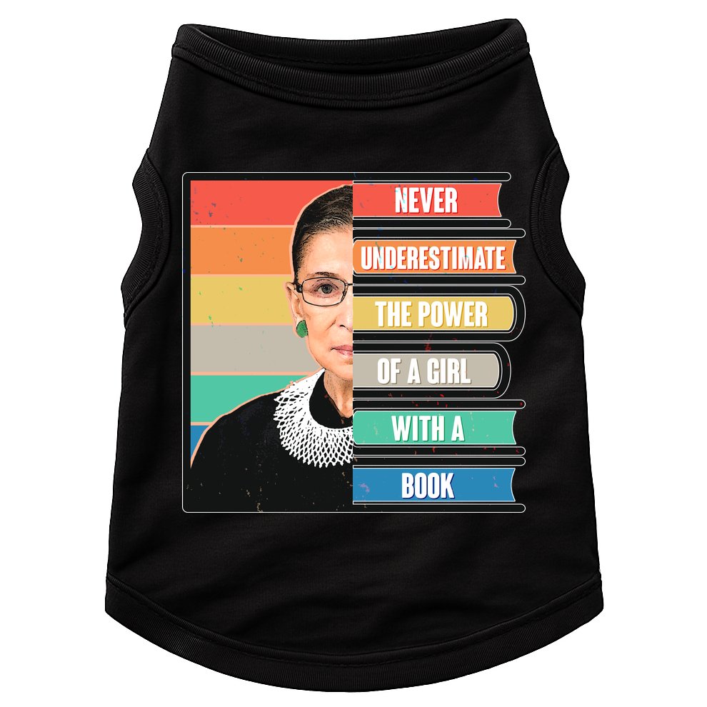 Never Underestimate A Girl With A Book RBG Tribute Doggie Tank