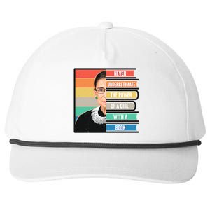 Never Underestimate A Girl With A Book RBG Tribute Snapback Five-Panel Rope Hat