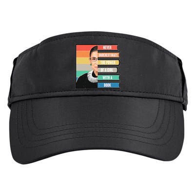 Never Underestimate A Girl With A Book RBG Tribute Adult Drive Performance Visor