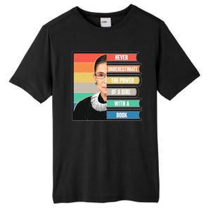 Never Underestimate A Girl With A Book RBG Tribute Tall Fusion ChromaSoft Performance T-Shirt