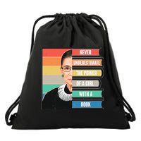 Never Underestimate A Girl With A Book RBG Tribute Drawstring Bag
