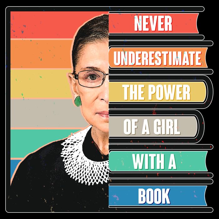Never Underestimate A Girl With A Book RBG Tribute Drawstring Bag